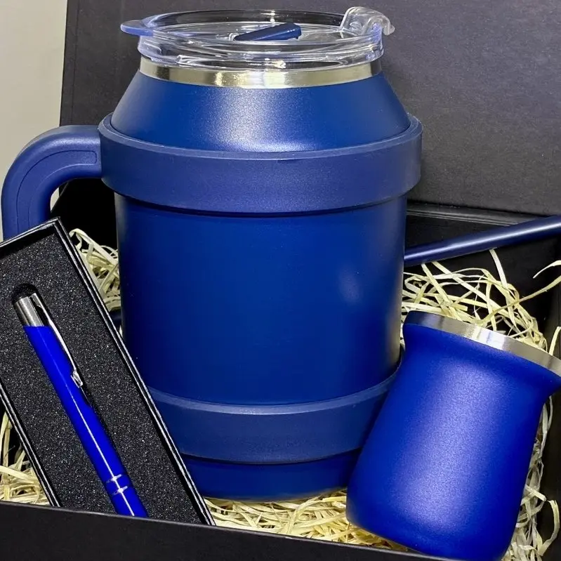 Kit de regalos corporativos azul personalizado en Paraguay